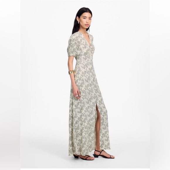 NWT Madewell Puff-Sleeve V-Neck Maxi Dress in Floral Size 6 - Picture 3 of 11